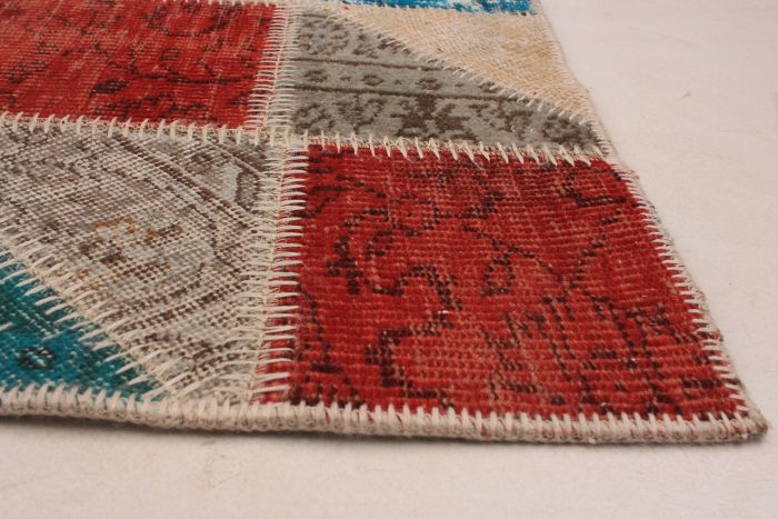Turkish Color Transition Patchwork 5'0" x 6'10" Hand-knotted Wool Rug 