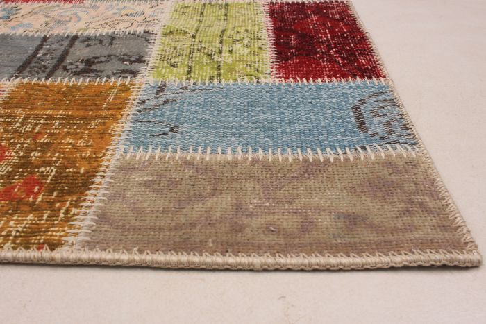 Turkish Color Transition Patchwork 4'10" x 6'7" Hand-knotted Wool Rug 
