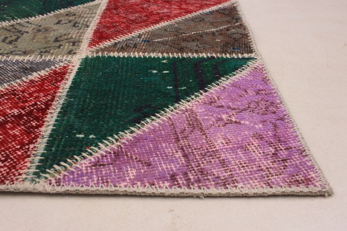 Turkish Color Transition Patchwork 4'10" x 6'6" Hand-knotted Wool Rug 