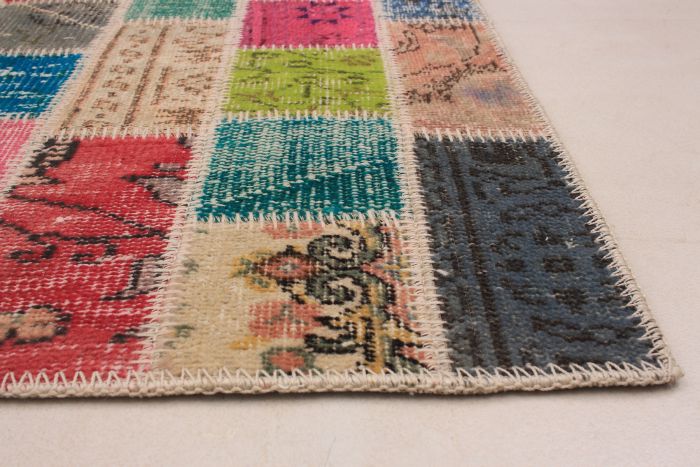 Turkish Color Transition Patchwork 4'9" x 6'5" Hand-knotted Wool Rug 