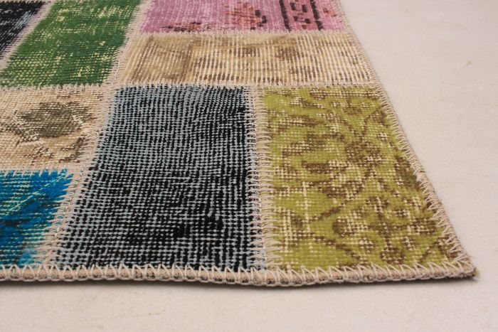 Turkish Color Transition Patchwork 4'9" x 6'7" Hand-knotted Wool Rug 