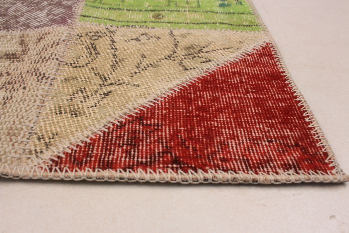 Turkish Color Transition Patchwork 4'9" x 6'7" Hand-knotted Wool Rug 