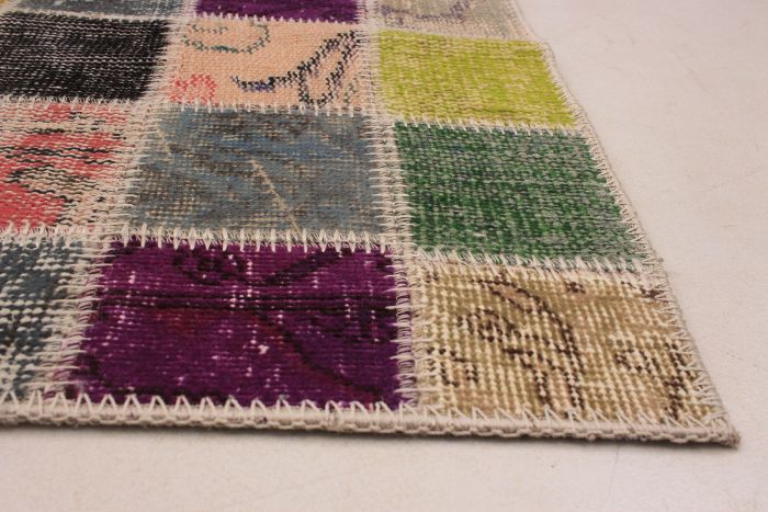 Turkish Color Transition Patchwork 4'2" x 6'5" Hand-knotted Wool Rug 