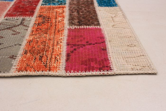 Turkish Color Transition Patchwork 4'8" x 6'5" Hand-knotted Wool Rug 