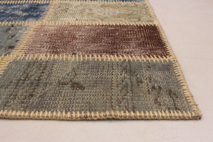 Turkish Color Transition Patchwork 4'7" x 6'10" Hand-knotted Wool Rug 
