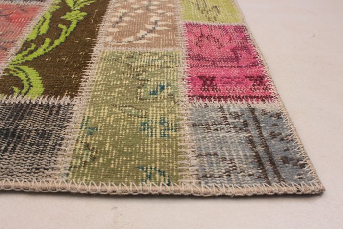 Turkish Color Transition Patchwork 5'6" x 7'2" Hand-knotted Wool Rug 
