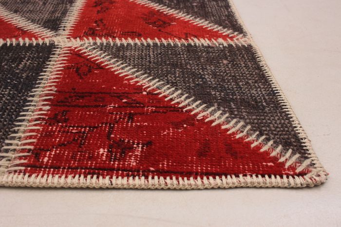 Turkish Color Transition Patchwork 4'10" x 6'9" Hand-knotted Wool Rug 
