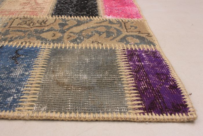 Turkish Color Transition Patchwork 5'2" x 6'8" Hand-knotted Wool Rug 