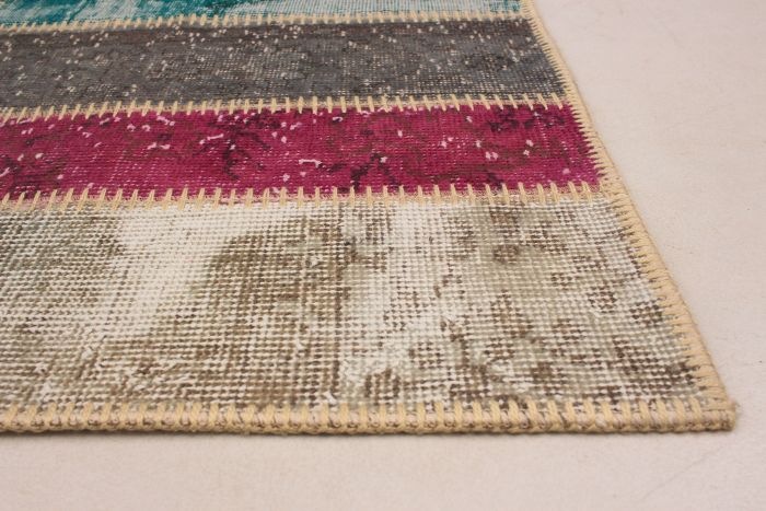 Turkish Color Transition Patchwork 4'8" x 6'11" Hand-knotted Wool Rug 