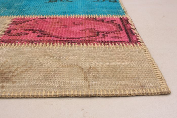 Turkish Color Transition Patchwork 4'10" x 7'2" Hand-knotted Wool Rug 