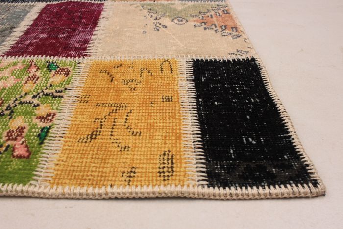 Tapis vif et coloré patchwork 5'7" x 7'6" en laine