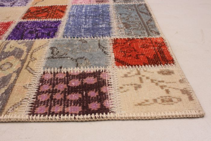 Turkish Color Transition Patchwork 5'7" x 7'9" Hand-knotted Wool Rug 