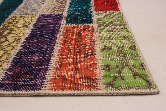 Turkish Color Transition Patchwork 5'6" x 7'6" Hand-knotted Wool Rug 