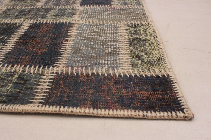 Turkish Color Transition Patchwork 5'7" x 7'7" Hand-knotted Wool Rug 