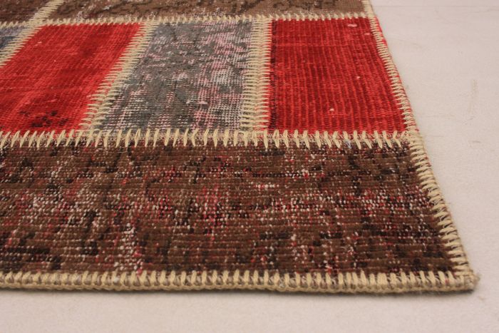 Turkish Color Transition Patchwork 5'7" x 7'6" Hand-knotted Wool Rug 