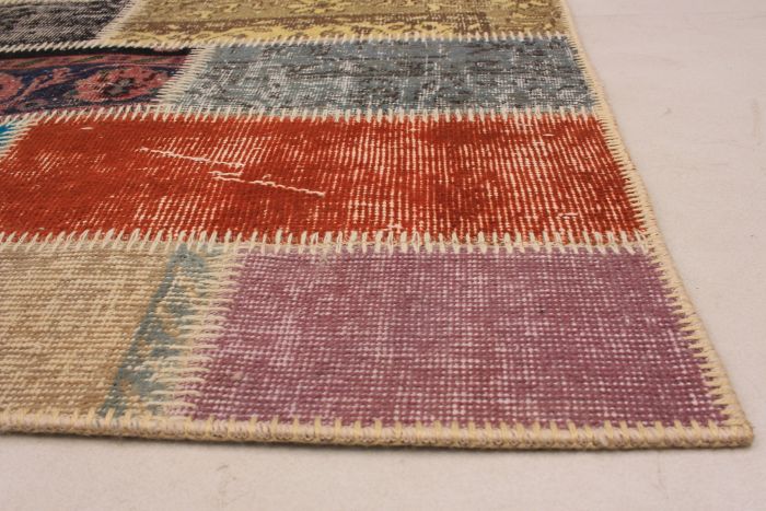 Tapis vif et coloré patchwork 5'7" x 7'9" en laine