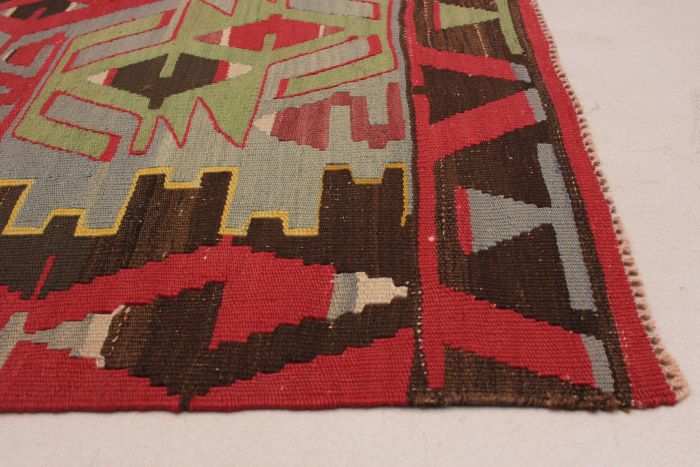 Turkish Sivas 5'0" x 9'10" Flat-Weave Wool Kilim 