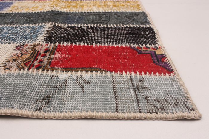 Tapis vif et coloré patchwork 6'0" x 7'10" en laine