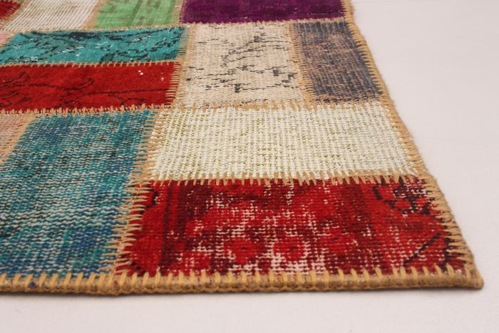 Turkish Color Transition Patchwork 6'8" x 10'6" Hand-knotted Wool Rug 