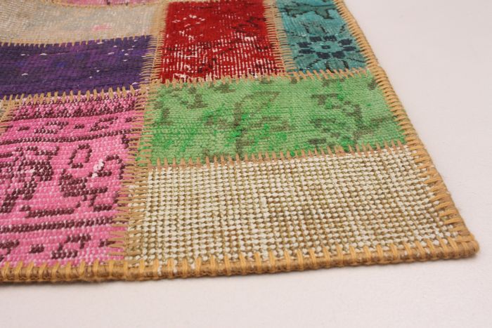 Turkish Color Transition Patchwork 6'9" x 10'4" Hand-knotted Wool Rug 
