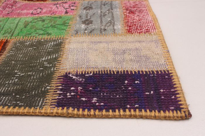Turkish Color Transition Patchwork 6'9" x 10'3" Hand-knotted Wool Rug 