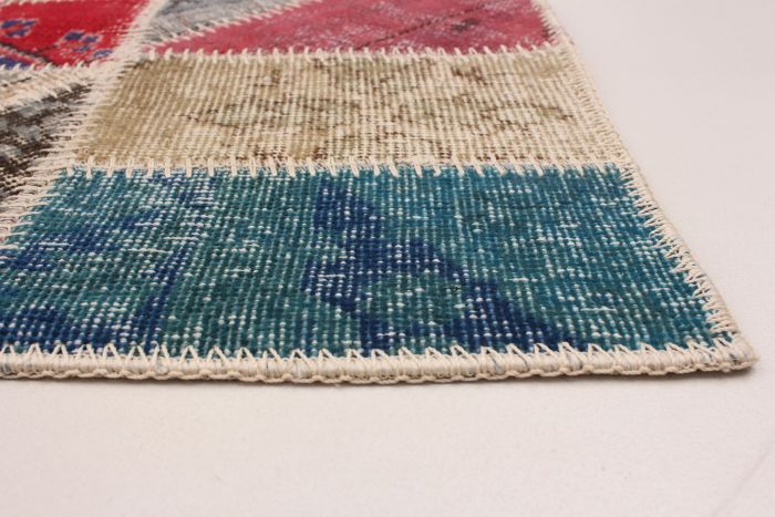 Turkish Color Transition Patchwork 5'10" x 7'7" Hand-knotted Wool Rug 