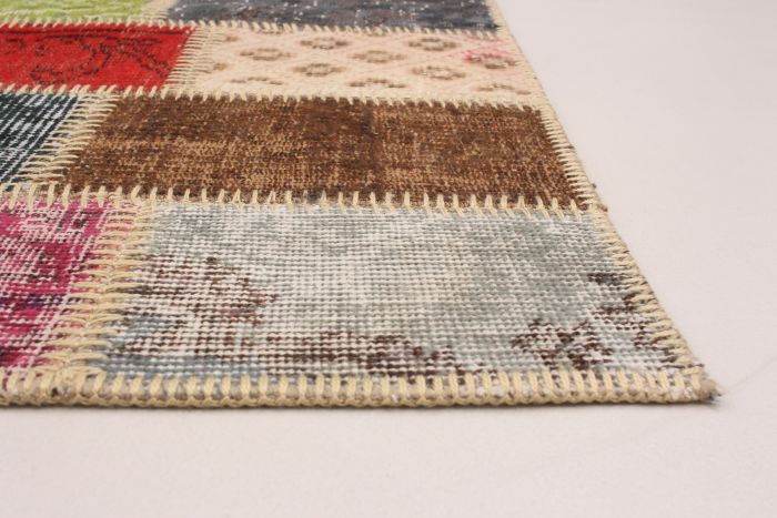 Turkish Color Transition Patchwork 5'6" x 7'9" Hand-knotted Wool Rug 