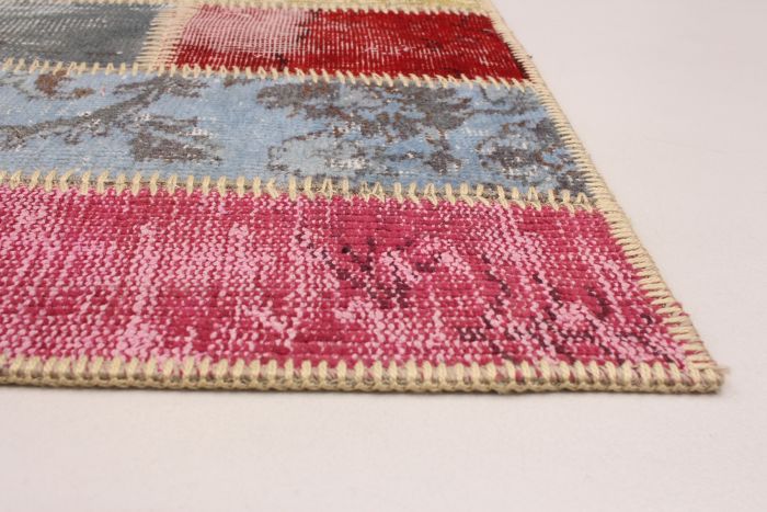 Turkish Color Transition Patchwork 5'6" x 7'10" Hand-knotted Wool Rug 