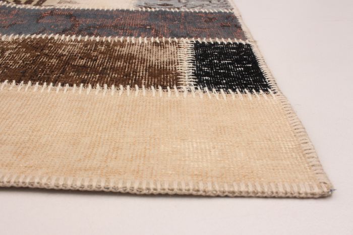 Turkish Color Transition Patchwork 5'7" x 7'10" Hand-knotted Wool Rug 
