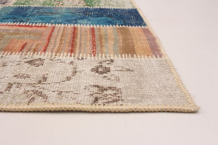 Turkish Color Transition Patchwork 5'8" x 8'2" Hand-knotted Wool Rug 