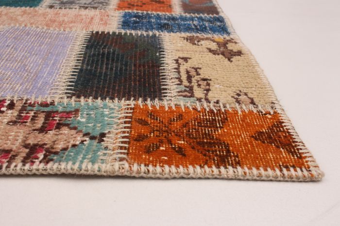 Turkish Color Transition Patchwork 5'7" x 7'11" Hand-knotted Wool Rug 
