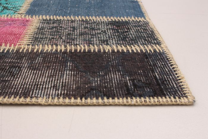 Turkish Color Transition Patchwork 5'6" x 7'7" Hand-knotted Wool Rug 