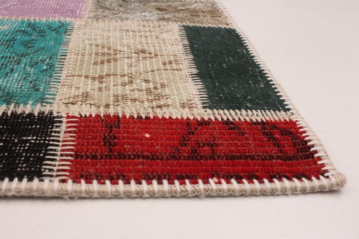 Turkish Color Transition Patchwork 5'4" x 7'8" Hand-knotted Wool Rug 