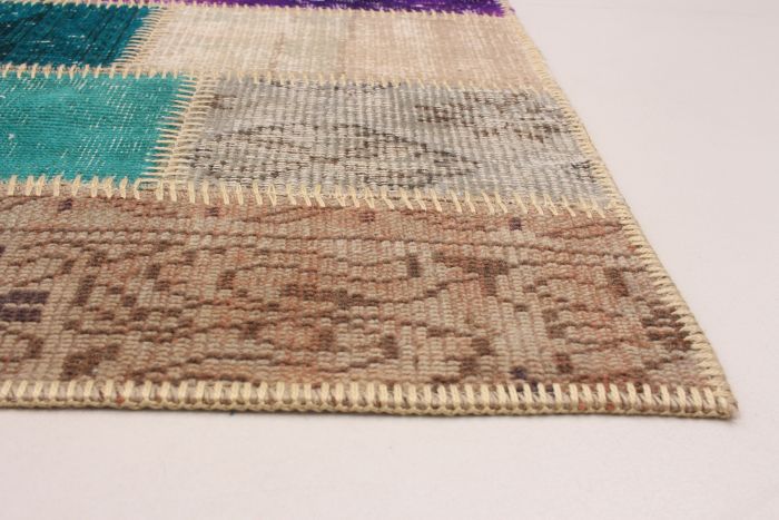 Turkish Color Transition Patchwork 5'5" x 7'11" Hand-knotted Wool Rug 