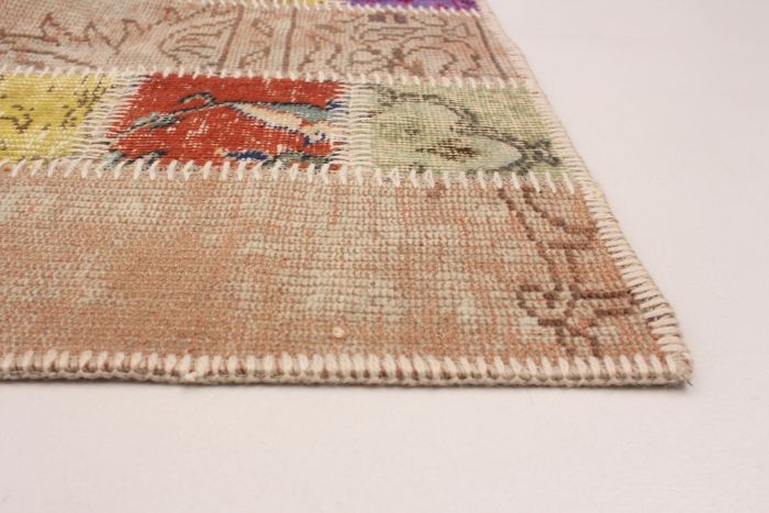 Turkish Color Transition Patchwork 5'4" x 7'10" Hand-knotted Wool Rug 