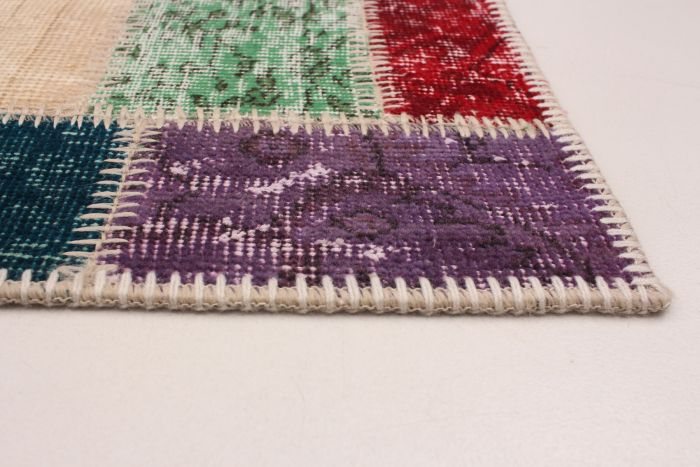 Turkish Color Transition Patchwork 5'7" x 7'9" Hand-knotted Wool Rug 
