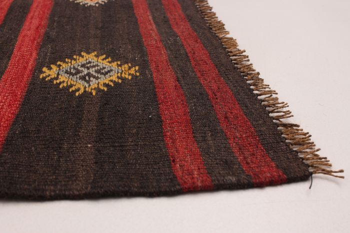 Turkish Boho 6'2" x 10'11" Flat-Weave Wool Kilim 