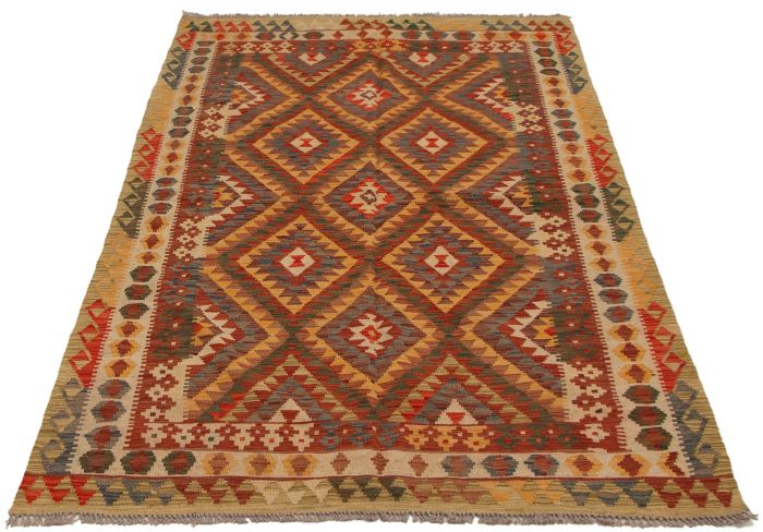 Turkish Kashkoli FW 5'3" x 7'10" Flat-Weave Wool Kilim 