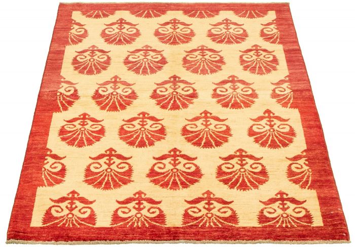 Pakistani Peshawar Ziegler 4'1" x 6'4" Hand-knotted Wool Rug 