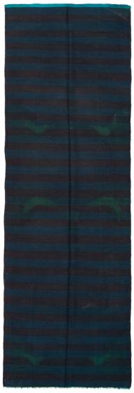 Turkish Color Transition 4'2" x 13'6" Hand-knotted Wool Kilim 