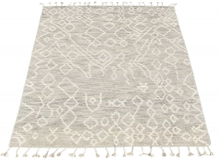 Indian Tangier-20033 5'0" x 8'0" Hand-knotted Wool Grey Rug