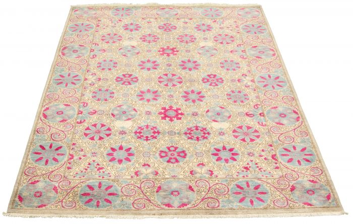 Pakistani Lahore Finest Collection 6'2" x 9'4" Hand-knotted Wool Rug 