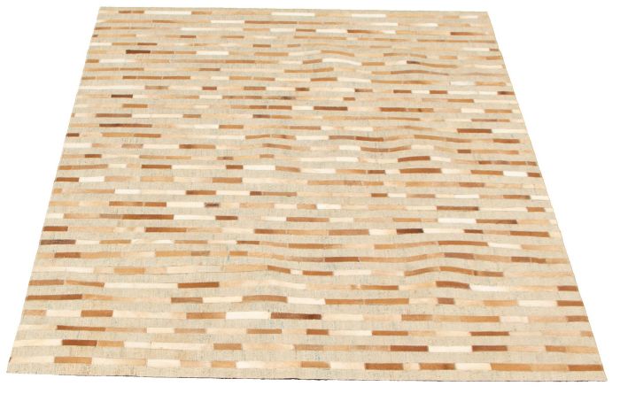 Argentina Cowhide Patchwork 5'0" x 7'3" Handmade Hemp, Jute & Leather Rug 