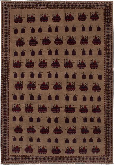 Afghan Rare War 6'10" x 9'11" Hand-knotted Wool Rug 