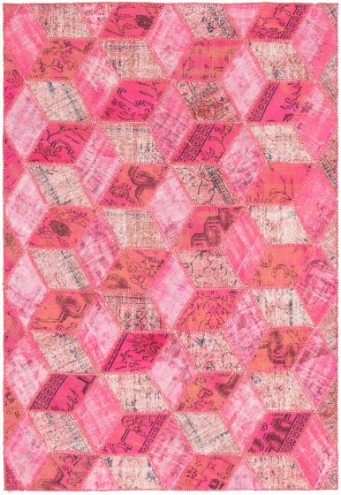 Turkish Color Transition Patchwork 6'7" x 9'7" Hand-knotted Wool Rug 