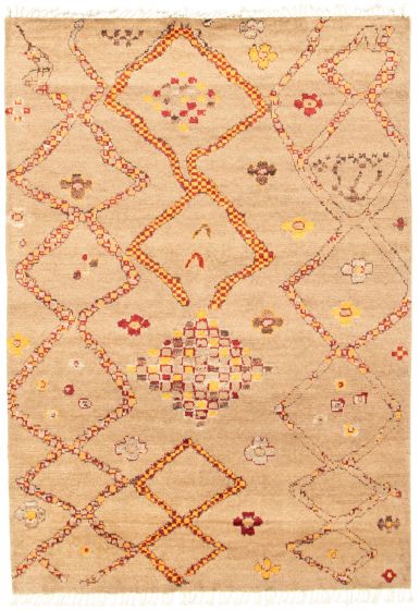 Pakistani Marrakech 6'1" x 8'9" Hand-knotted Wool Tan Rug