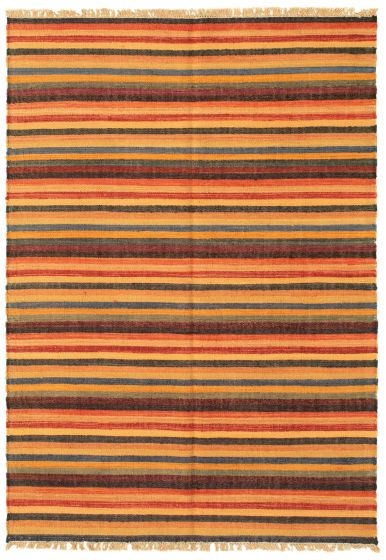 Turkish Sundance 4'2" x 6'1" Flat-Weave Wool Kilim 