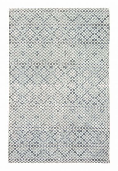 Indian Fab Dhurrie 4'6" x 6'6" Flat-Weave Wool Rug 
