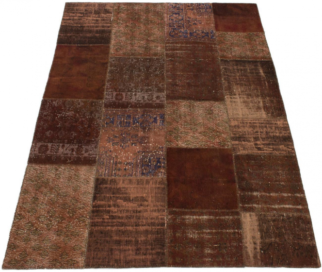 Turkish Color Transition Patchwork 6'11" x 10'0" Hand-knotted Wool Rug 