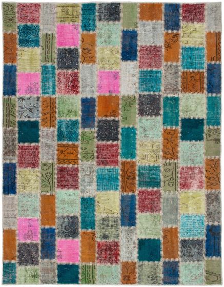 Turkish Color Transition Patchwork 6'0" x 7'10" Hand-knotted Wool Rug 